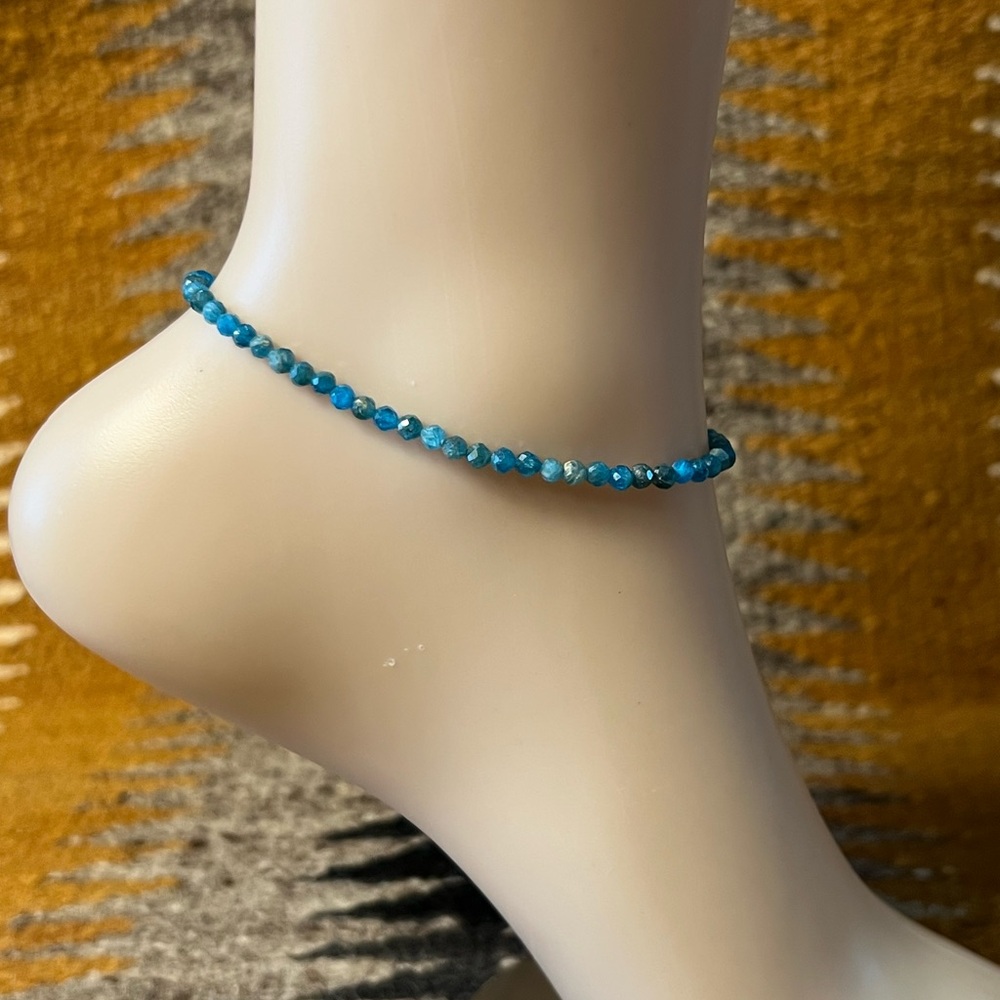 9 inch apatite & sterling silver anklet